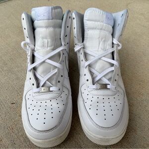 Nike Air Force 1 High Triple White Leather Sneakers Mens